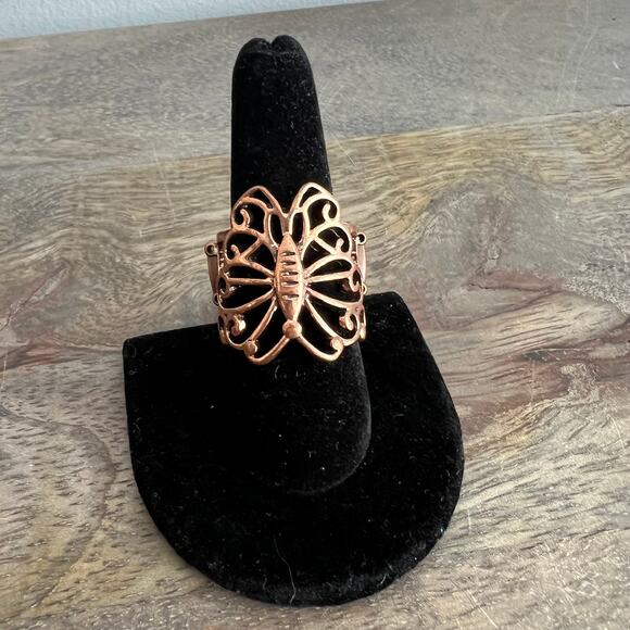 🍭6/$30 Bronze butterfly metallic cut out stretch ring - Picture 2 of 6